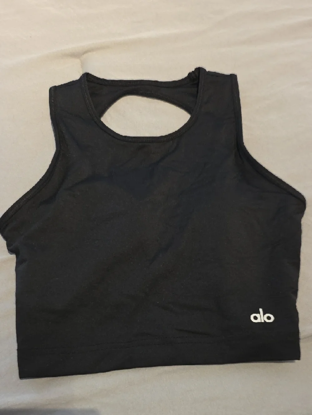 ALO  Black Racerback Crop Sports Bra Tank